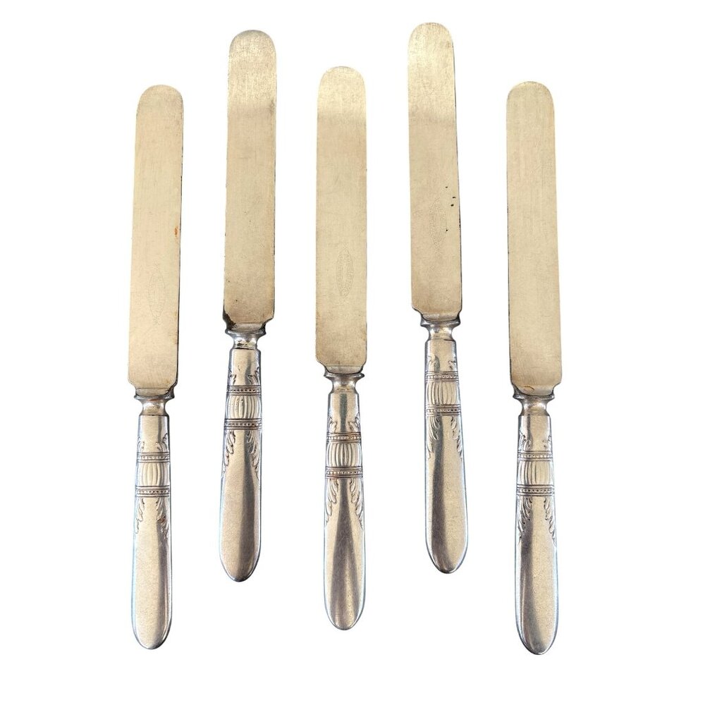 1847 Rogers 1910 Queen Ann/St. Moritz Silver Plate Blunt Knives 9.25" Lot of 5 - Picture 1 of 7